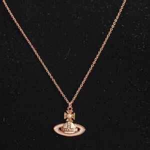 Vivienne Westwood Rose Gold Orb Necklace Pink Enamel Pearl